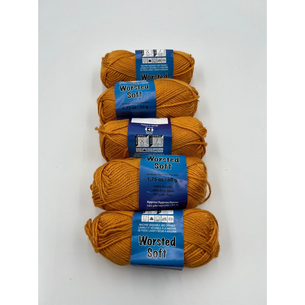 Worsted Soft 100% Acrylic Yarn Lot of 5 Orange Discontinued 164168 Medium 4